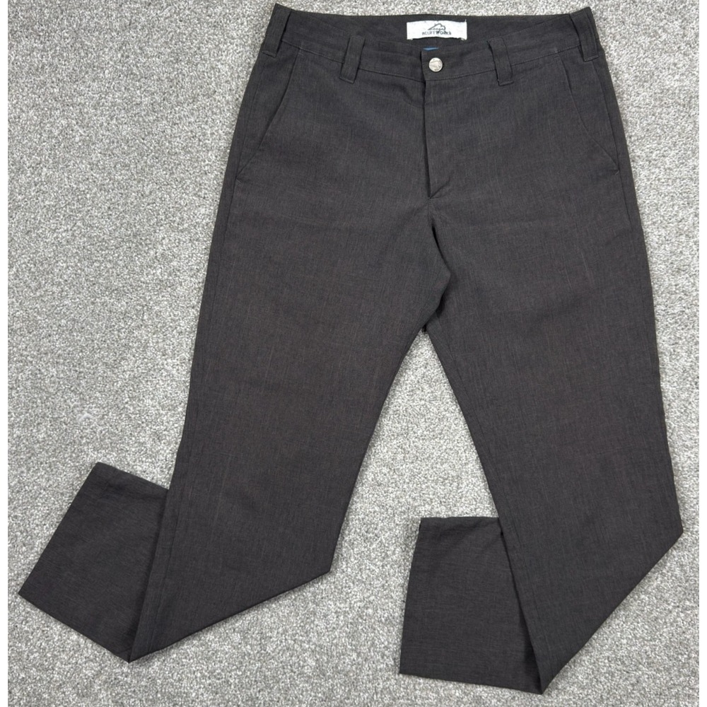 Bluffworks Mens Pants 31x30 Gray Travel Performance Straight Leg USA